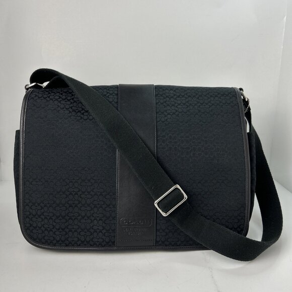 Coach Signature Commuter Laptop Messenger Bag Black Vintage - Picture 1 of 12